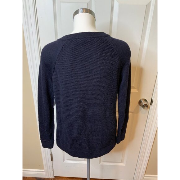 Vince Navy Blue Waffle Knit Asymmetrical Zip Sweater Cardigan, Size XS - Picture 5 of 6